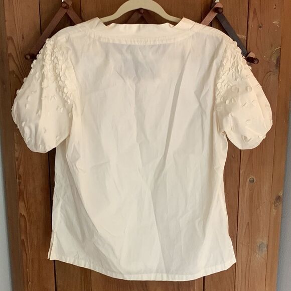 Issey Miyake off-white appliqué short sleeve blouse top - Picture 5 of 9